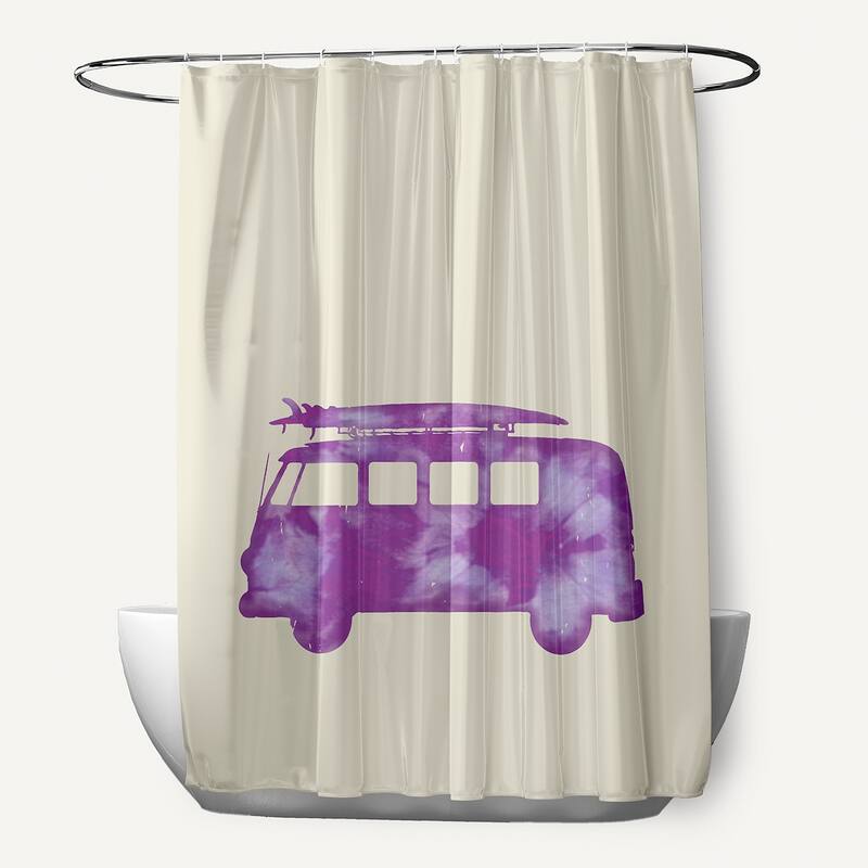 Beach Drive Geometric Print Shower Curtain - Purple