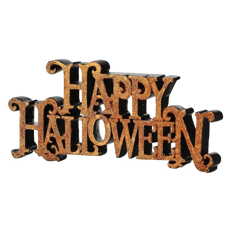 10" Glitter Resin "Happy Halloween"