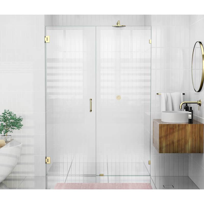 Glass Warehouse 78" x 57.5" Frameless Shower Door - Wall Hinge - Polished Brass