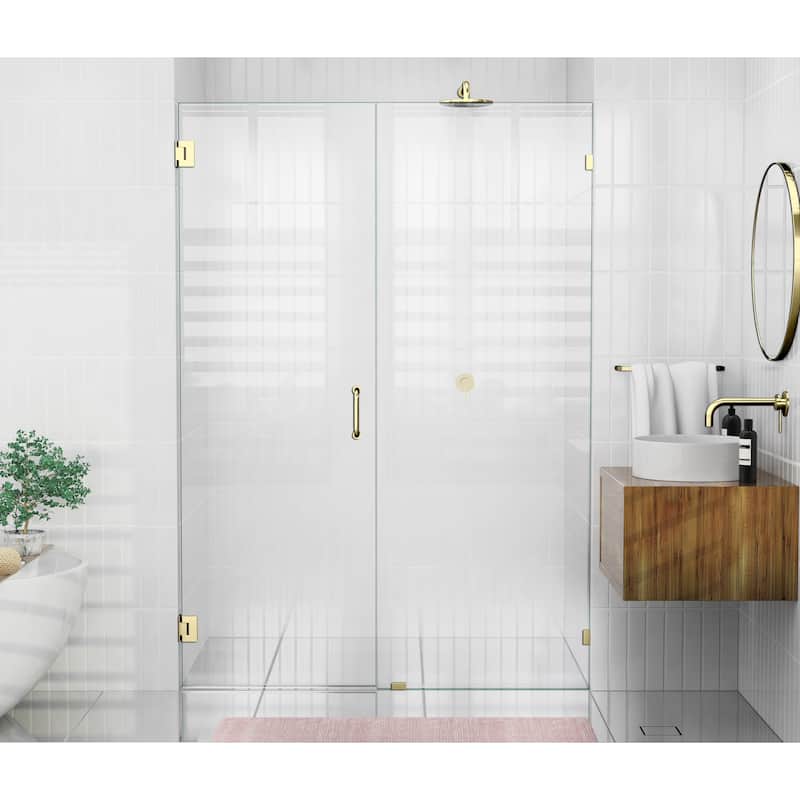 Glass Warehouse 78" x 59.5" Frameless Shower Door - Wall Hinge - Polished Brass