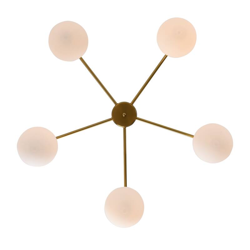5-Light Modern Sputnik Chandeliers Frosted Glass Ceiling Pendant Light