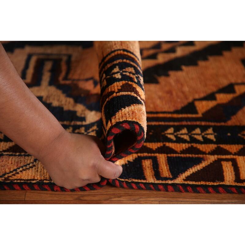 Qashqai Persian Vintage Runner Rug Hand-knotted Wool Carpet - 3'10"x 9'0"
