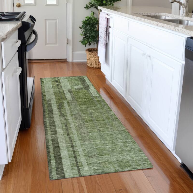 Premium Washable Super Soft Casual Contemporary Mayfield Rug - Green - 2'3" x 7'6"
