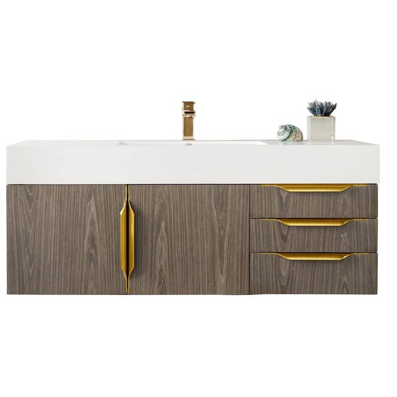James Martin Vanities Mercer Island 48" Single Vanity, Ash Gray with Radiant Gold Hardware