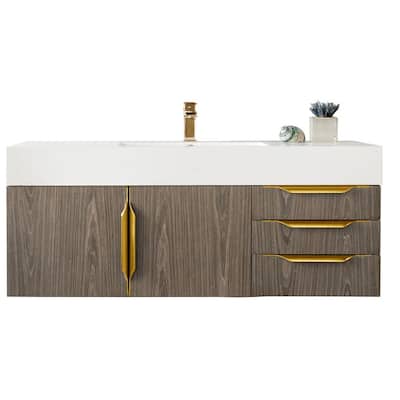 James Martin Vanities Mercer Island 48" Single Vanity, Ash Gray with Radiant Gold Hardware