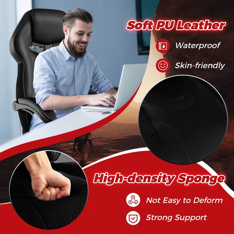 Costway Adjustable E-Sports Racing Style Chair with Padded Headrest, - See Details