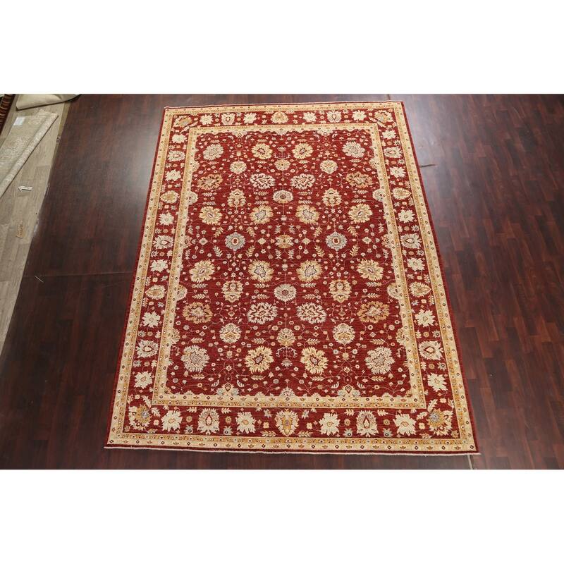 Vegetable Dye Floral Chobi Peshawar Area Rug Hand-knotted Wool Carpet - 9'1" x 12'0"