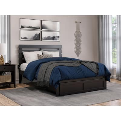 Full Size Bed with Storage Drawer - Espresso Finish, Modern Farmhouse Style Bed Frame