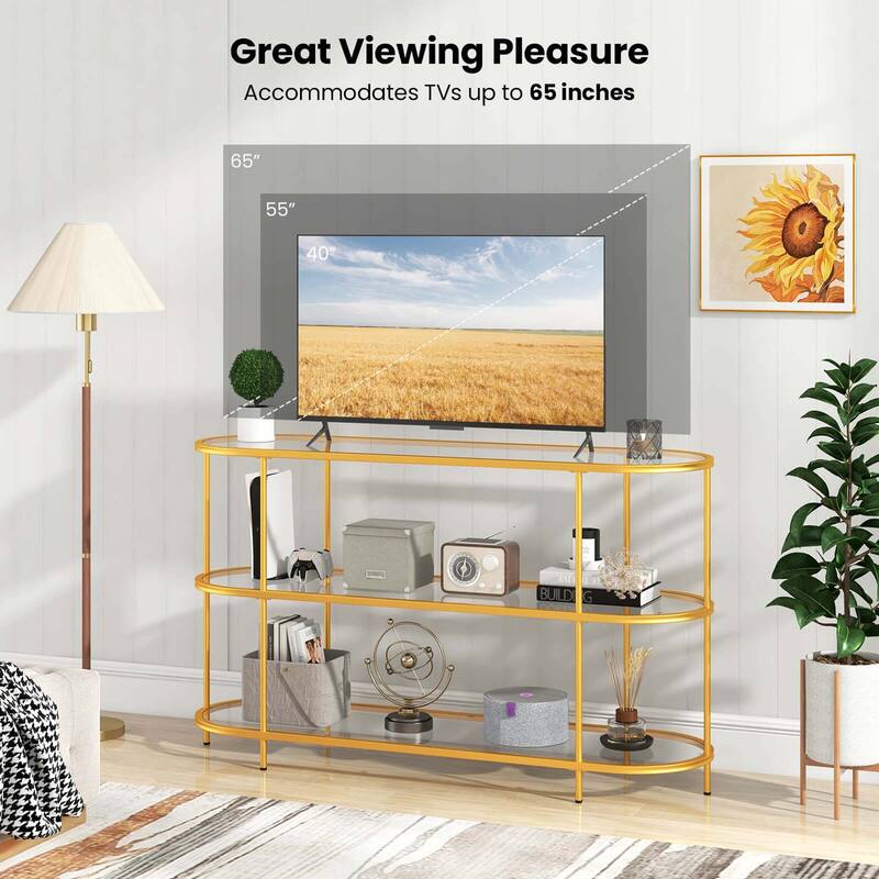 Costway 3-Tier TV Stand for TVs up to 65" with Tempered Glass Shelves - See Details