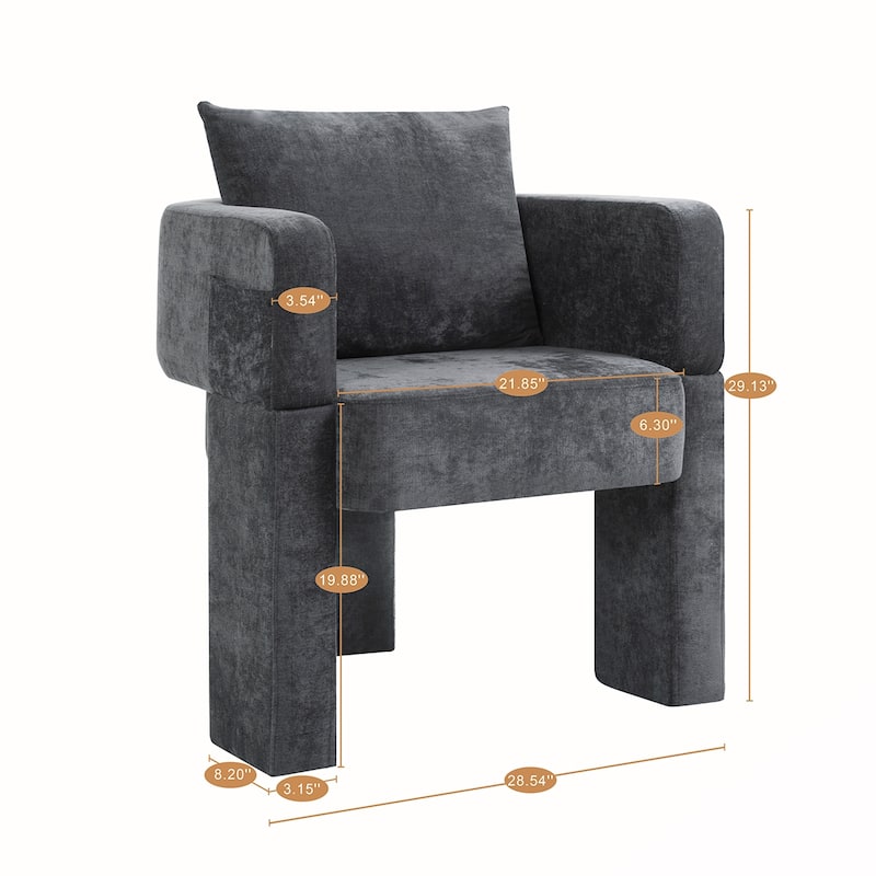 3-Leg Chenille Accent Chair With Removable Pillow
