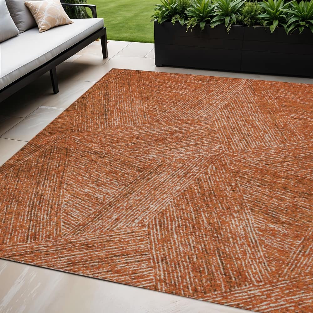 HomeRoots Abstract Transitional Rectangle Outdoor Rug