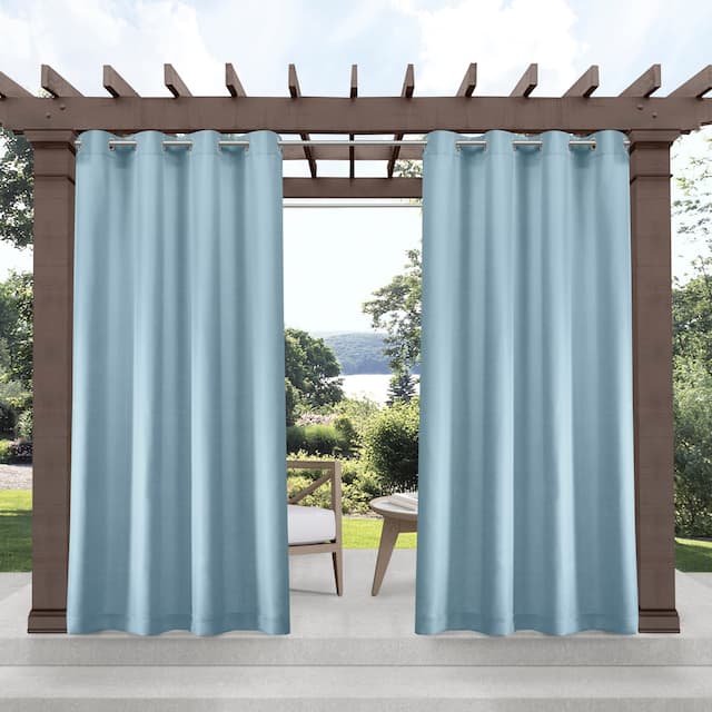 ATI Home Indoor/Outdoor Solid Cabana Grommet Top Curtain Panel Pair - 54x108 - Blue