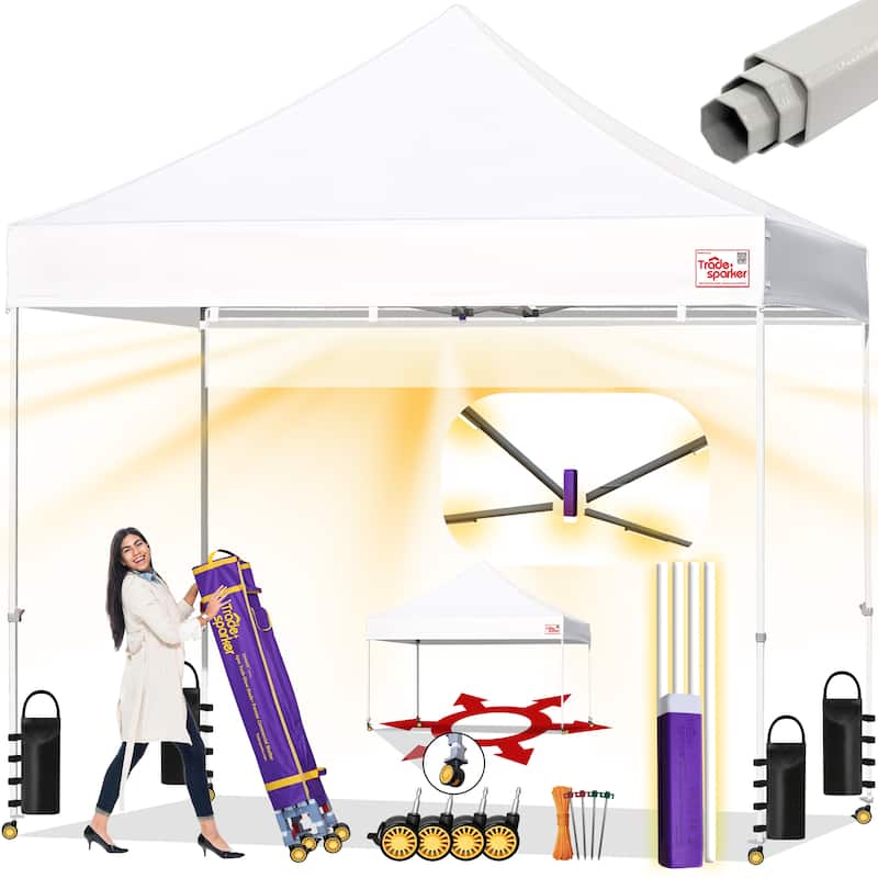 Tradesparker Ez Pop Up Canopy Tent Commercial Instant Canopies - 8X8ft without sidewall - White