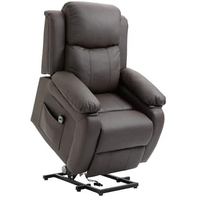 Brown PU Leather Power Lift Recliner Chair with Footrest and Remote