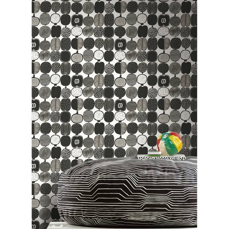 Marimekko Black & White Kompotti Peel & Stick Wallpaper