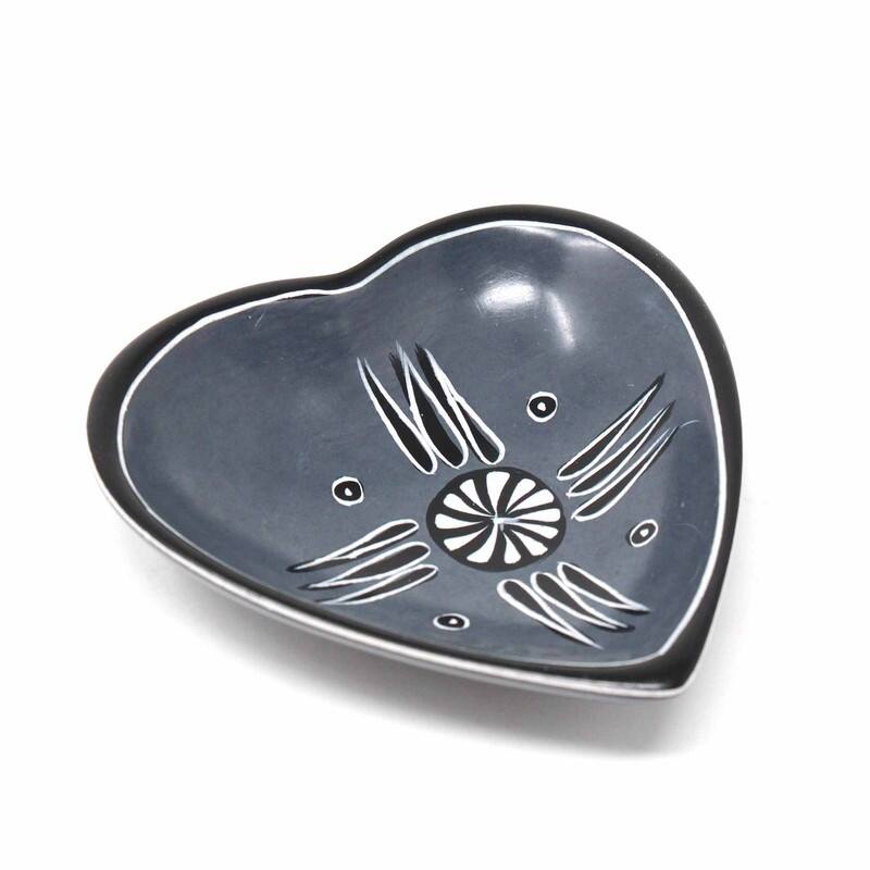 Handmade Small Soapstone Heart Trinket Dishes, Set of 3 (Kenya)
