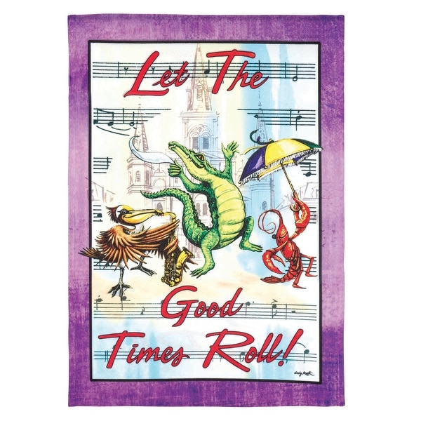 Purple and White "Let The Good Times Roll" Printed Rectangular Garden Flag 18" x 13" - N/A