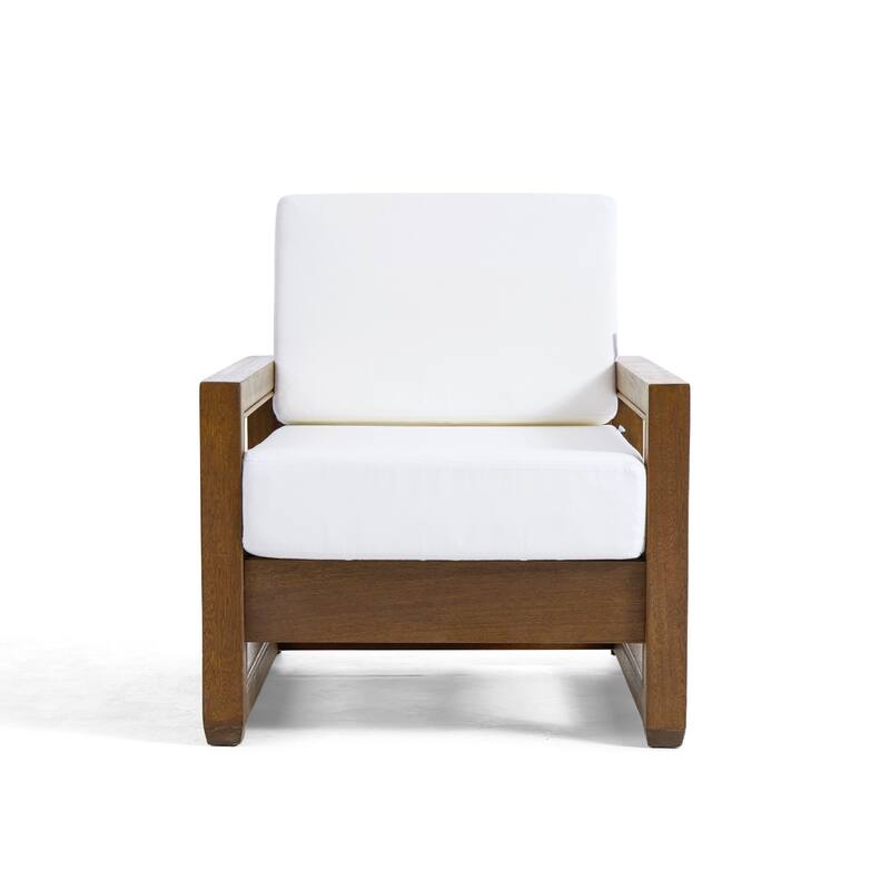 Patio Teak Wood Outdoor Arm Chair with Cushion