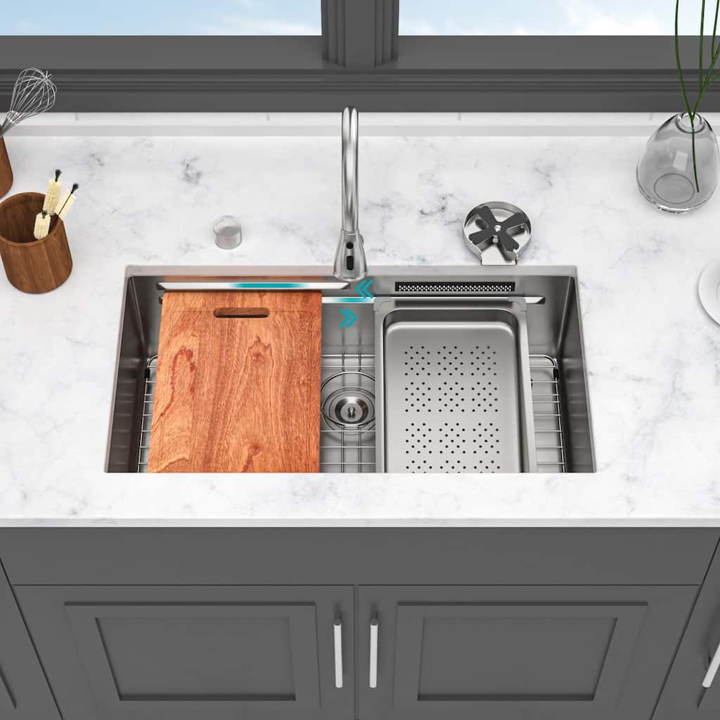 33" Undermount 16 Gauge Single Bowl Stainless Steel Kitchen Sink - 33'' x 16.72'' x 10''