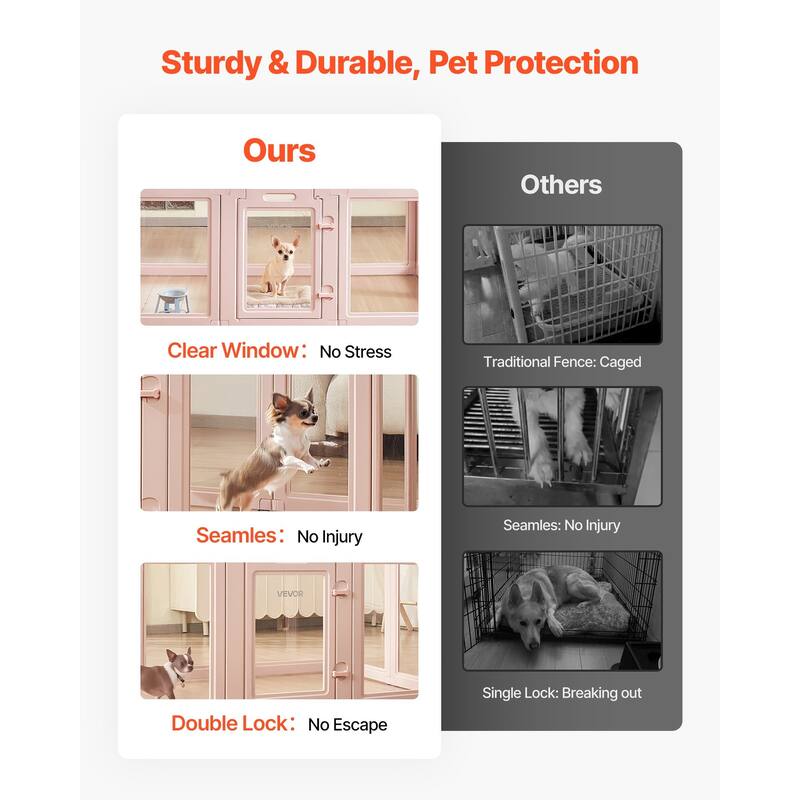 Modular Dog Playpen with Transparent Panels, Easy to Clean