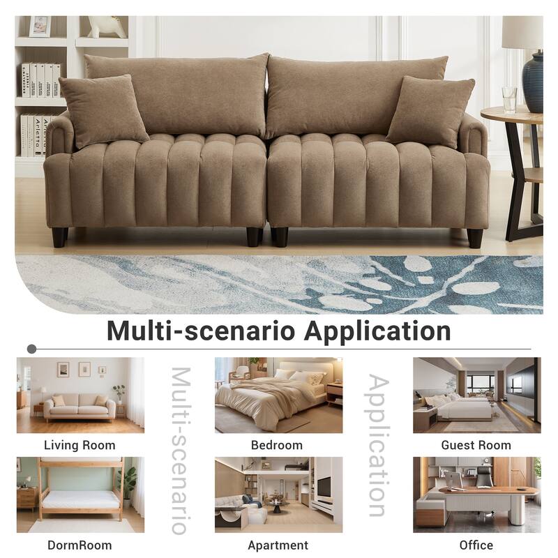 Futon Couch Sofa Bed with Pillows, Convertible Sleeper Sofa with Adjustable Backrest, Loveseat Sleeper Daybed