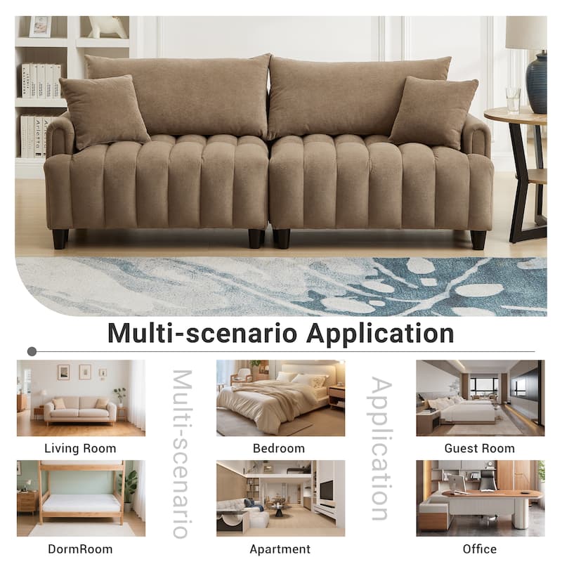 Futon Loveseat Couch Convertible into Sleeper Sofa Bed with Hidden Storage and Adjustable Backrest, Modern Loveseat Sleeper
