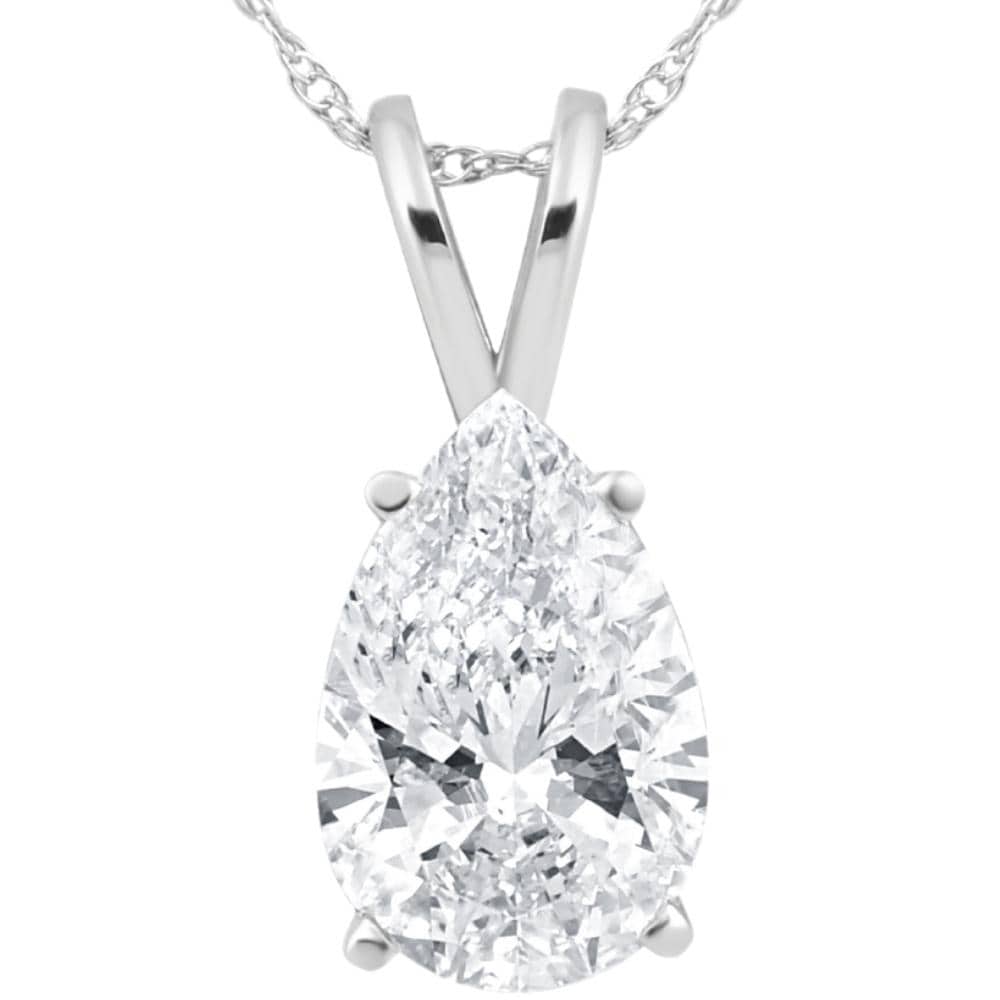 Bliss Diamond Certified 4Ct Pear Shape Solitaire Lab Grown Diamond Pendant White Gold Necklace