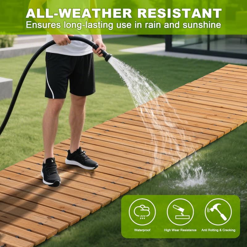 ​​COSIEST Roll-Out Cedar Garden Pathway with 6FT 8FT 12FT