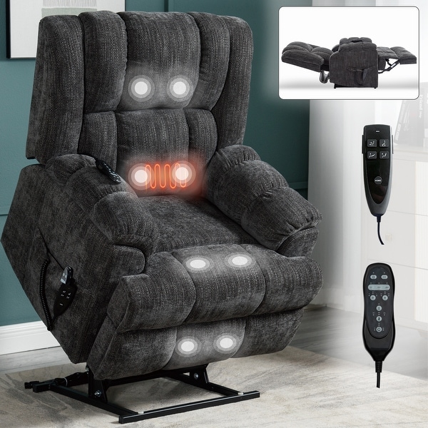 Grey Massage Chair Lift Power Recliners Chair with Heat