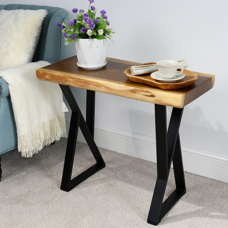 Natural Wood Rectangle Coffee Side Table 31"x14"x26"