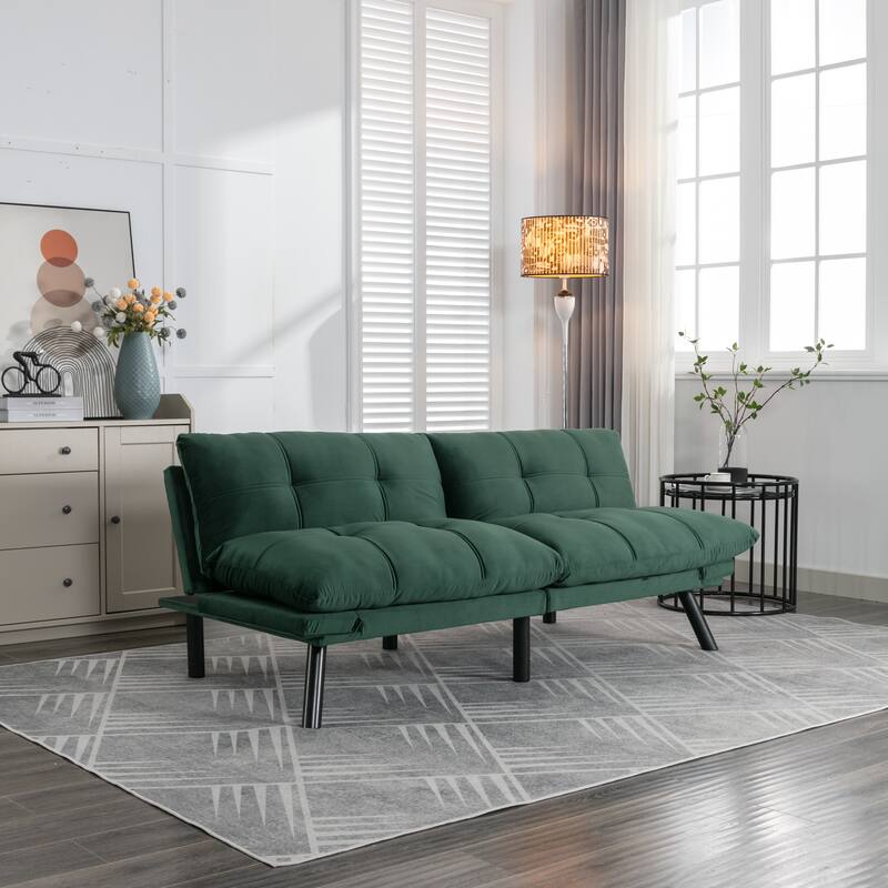 Modern 2-Seater Foldable Sofa Bed with 800 lbs Capacity and Adjustable Backrest