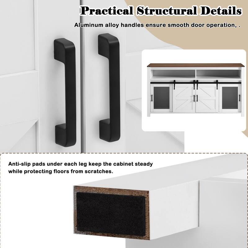 Anmytek Farmhouse Sliding Barn Door Sideboard with Mesh Insert Kitchen Buffet Cabinet for Dining Room