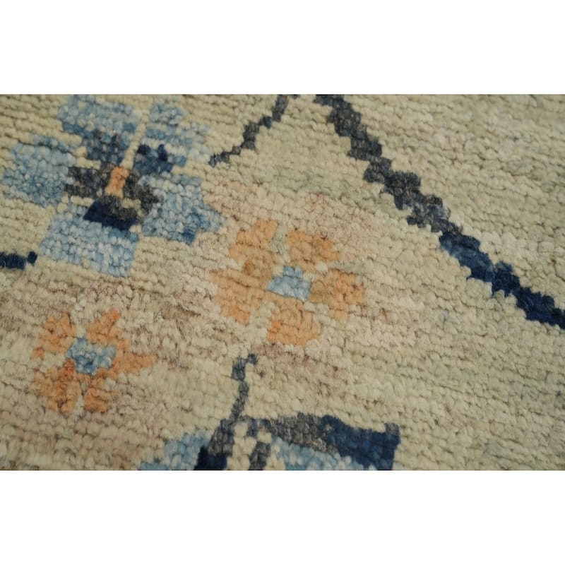 Hand Knotted Oriental 100% Wool Carpet Traditional Floral Green Ziegler Runner Rug - 23' 10'' X 4' 10''