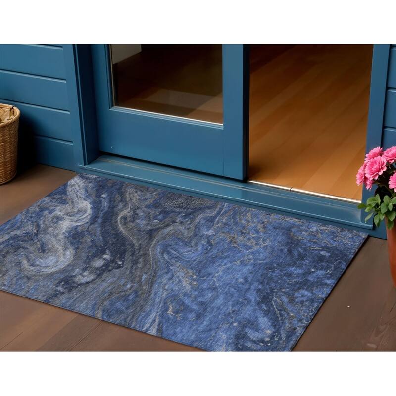 HomeRoots Abstract Transitional Rectangle Outdoor Rug - 3' x 5'
