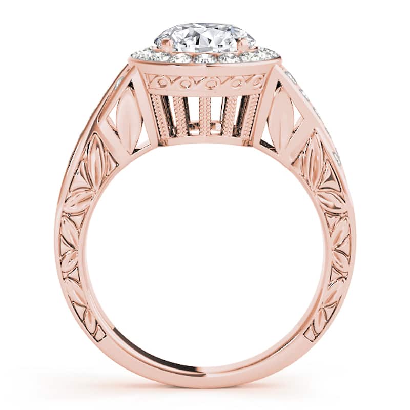 Auriya 14k Rose Gold Lab Grown Round Diamond Halo Engagement Ring 0.50 to 5.00 ct. tw. (F-G VS)