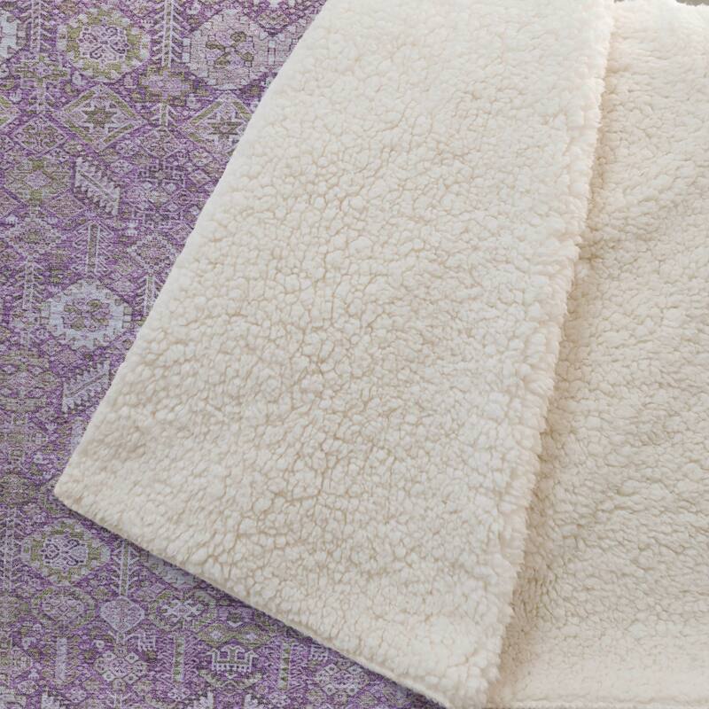 Premium Machine Washable Boho Moroccan Sherpa Throw Blanket
