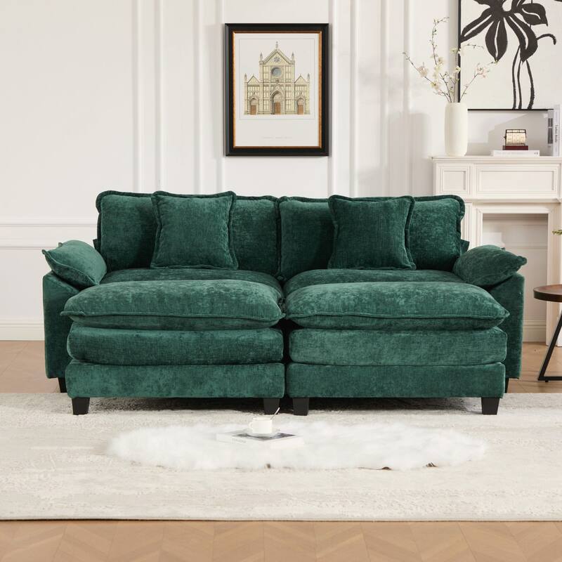 Modern Sectional Couch, for Living Room Bedroom and Apartment, Comfy Double Layer Upholstered Seat Cushion