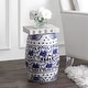 preview thumbnail 6 of 5, Lotus Flower 17.8" Chinoiserie Ceramic Drum Garden Stool, Blue/White