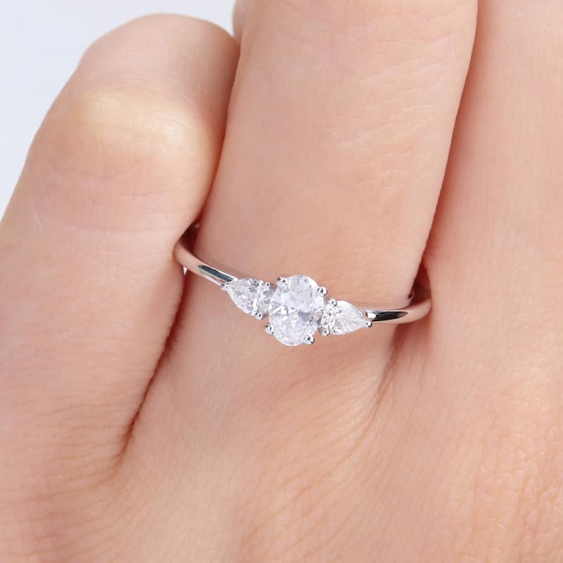 Miadora 14k White Gold 1/2ct TDW Diamond Three-Stone Engagement Ring