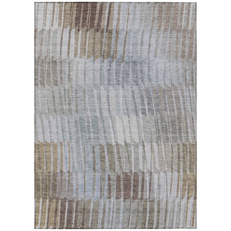 Machine Washable Indoor/ Outdoor Casual Stripe Chantille Rug