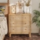 preview thumbnail 16 of 27, COZAYH 3-Drawer Farmhouse Dresser with Handicraft Wood Ring Motif, Rustic Nightstand Wooden Finish, Boho, Natural Wood