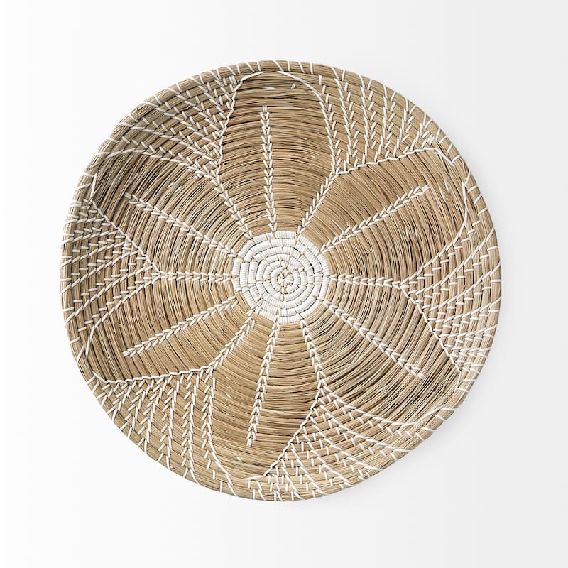 Mekhi Light Brown Seagrass w/ White String Round Wall Hanging Plate