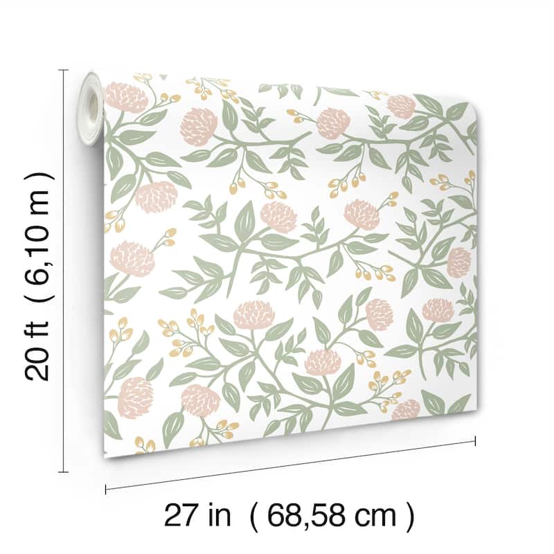 Rifle Paper Co. Peonies Blush Floral Premium Peel + Stick Wallpaper