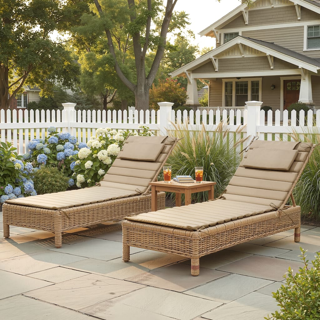 Pellebant Outdoor Chaise Lounge Cushions Patio Lounger Pad with Straps