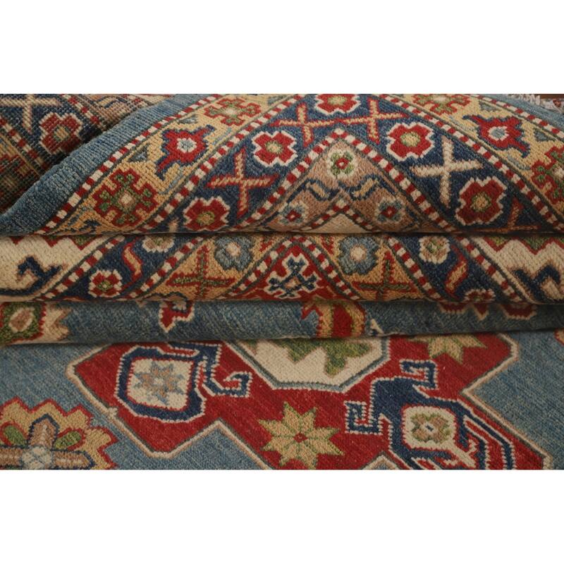 Light Blue Kazak Oriental Area Rug Hand-Knotted Wool Carpet - 8'4" x 11'8"