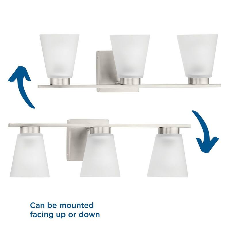 Tanner Collection Three-Light Brushed Nickel Transitional Vanity Light - 22 in x 6.5 in x 7.12 in