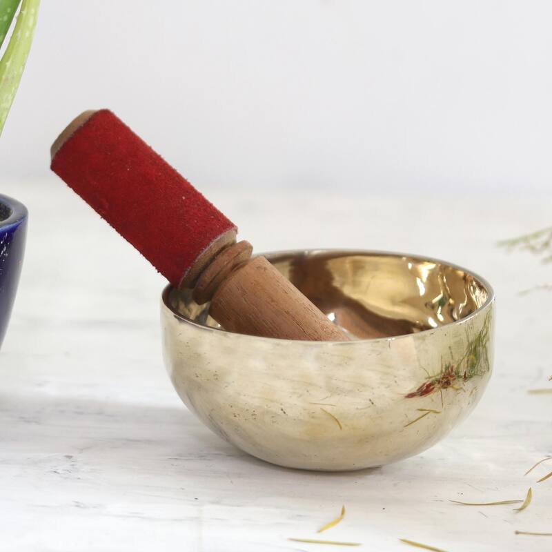 Novica Handmade Serene Play Brass Meditation Bowl (4 Inches)