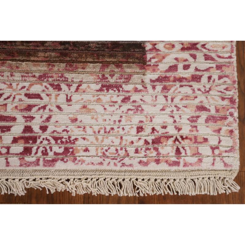 Striped / Modern Abstract Accent Rug Hand-Knotted Wool Carpet - 2'8"x 4'10"