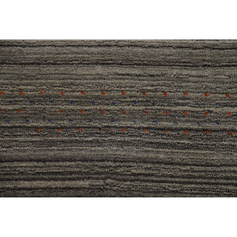 Hand Knotted Oriental 100% Wool Carpet Tribal Tribal Greys & Charcoal Gabbeh Area Rug - 7' 8'' X 5' 0''