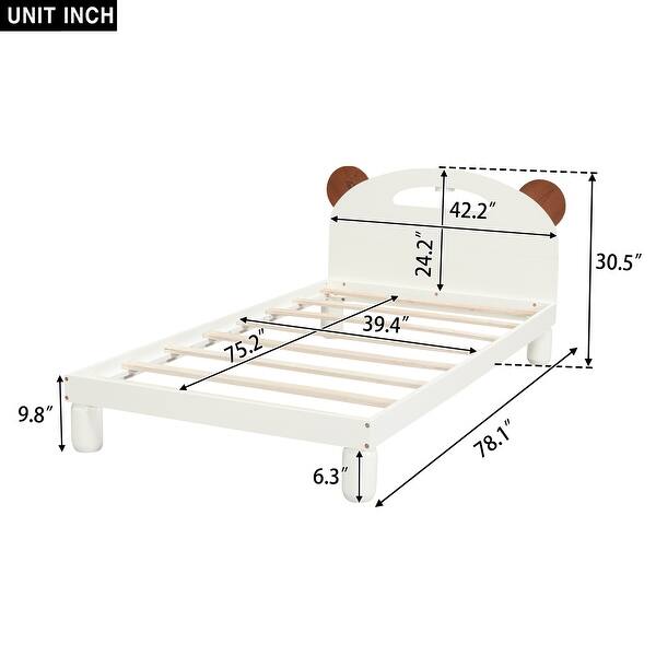 Twin Bed with Cute Bear Ears Headboard and LED Light